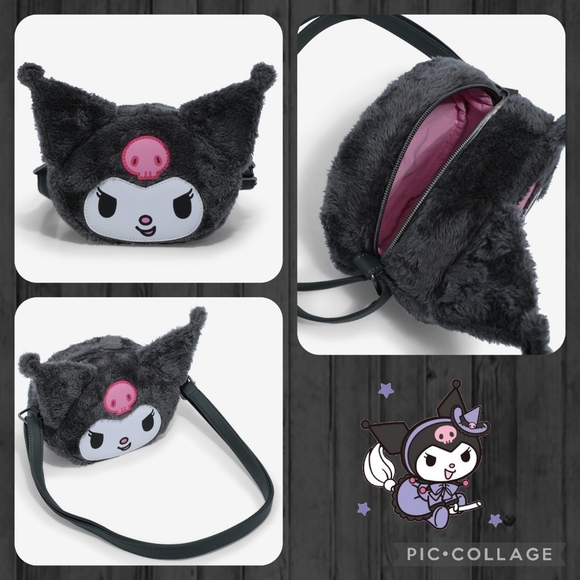 LOUNGEFLY Kuromi Figural Plush Crossbody Bag - Picture 2 of 7
